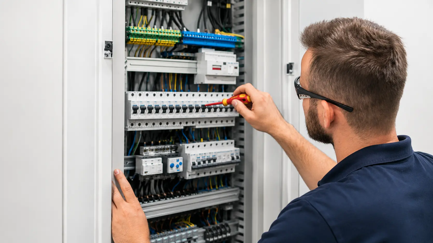 Elektrikář Boskovice při kontrole elektrického rozvaděče