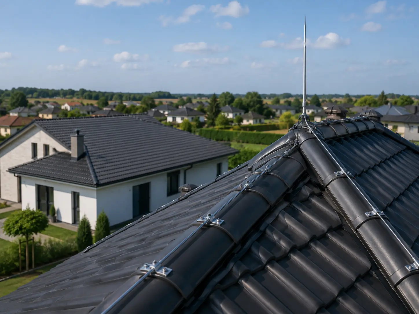 Montáž hromosvodu na rodinném domě v Boskovicích